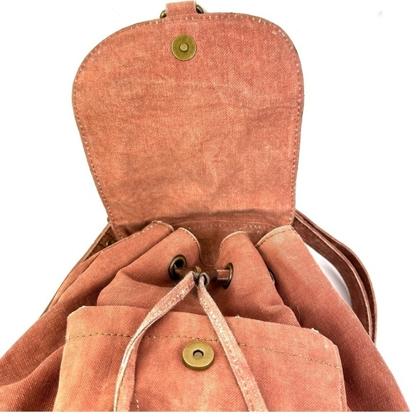 Mona B Dreamweaver Backpack Upcycled Canvas Rucksack Turquoise Jeweled New - Picture 7 of 12